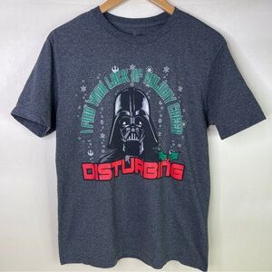 Disney Holiday Tee Shirt Gray  Short Sleeve Men’s Size Small Star Wars Top